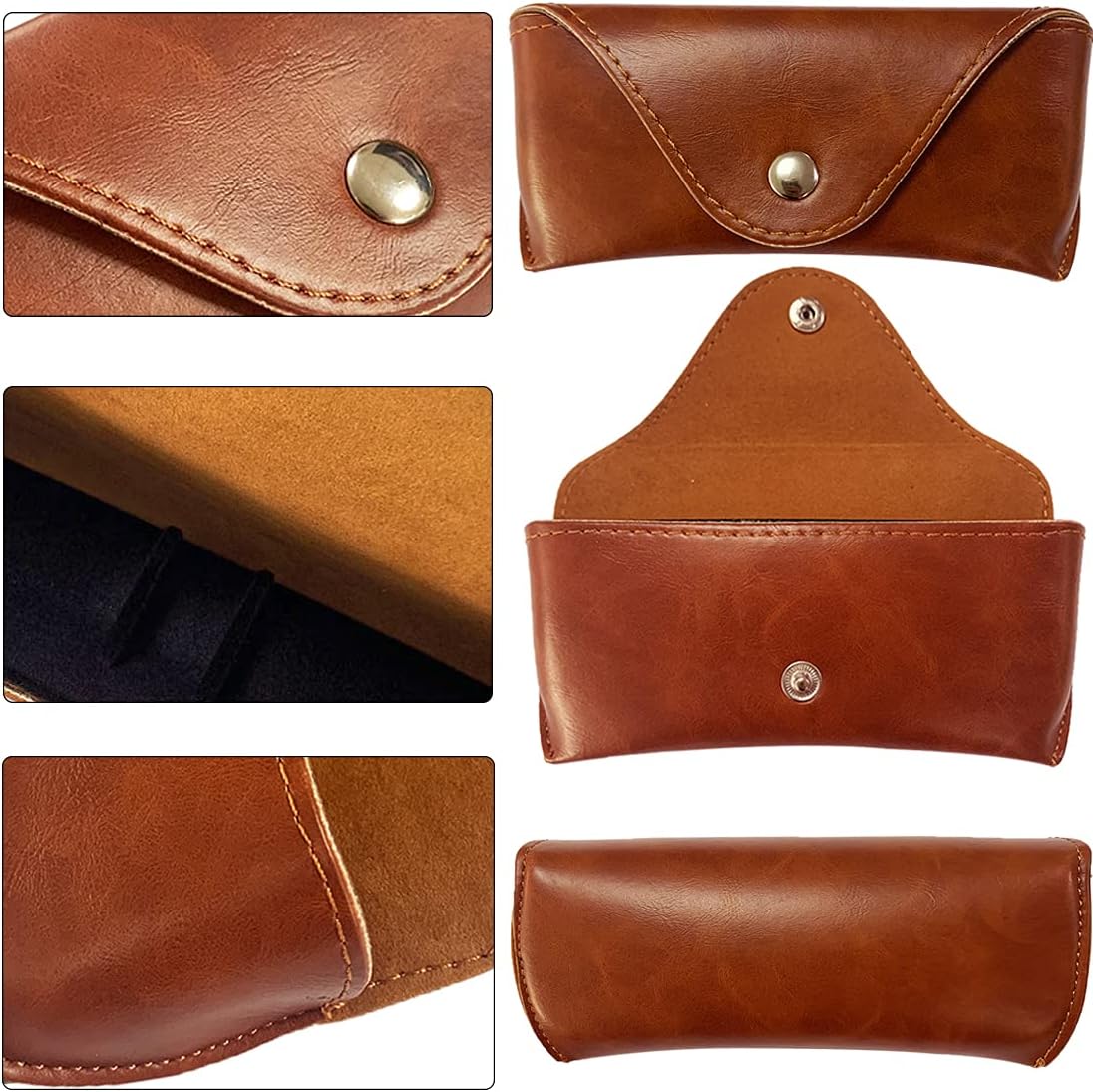 Portable PU Leather Sunglasses Pouch Soft Eye Glasses Carry Case for Women Men