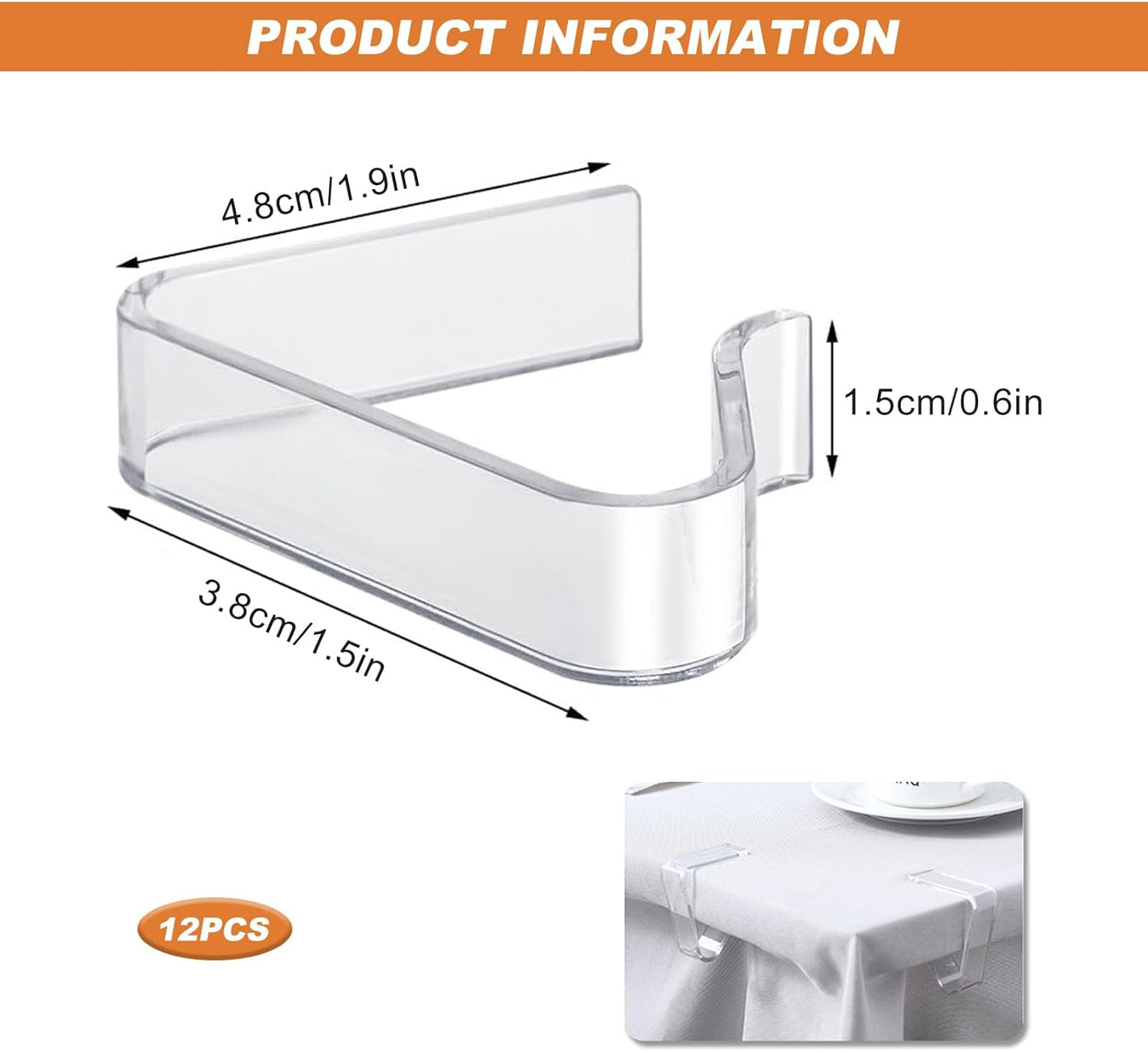 Picnic Table Cloth Clips Outdoor, 12 Pcs Plastic Tablecloth Clips Clear Table Cloth Holder Cover Clip for Tablecloth Indoor Home