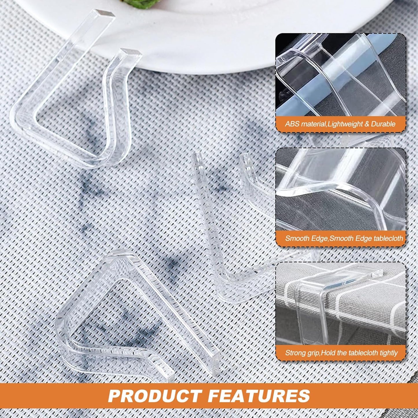 Picnic Table Cloth Clips Outdoor, 12 Pcs Plastic Tablecloth Clips Clear Table Cloth Holder Cover Clip for Tablecloth Indoor Home