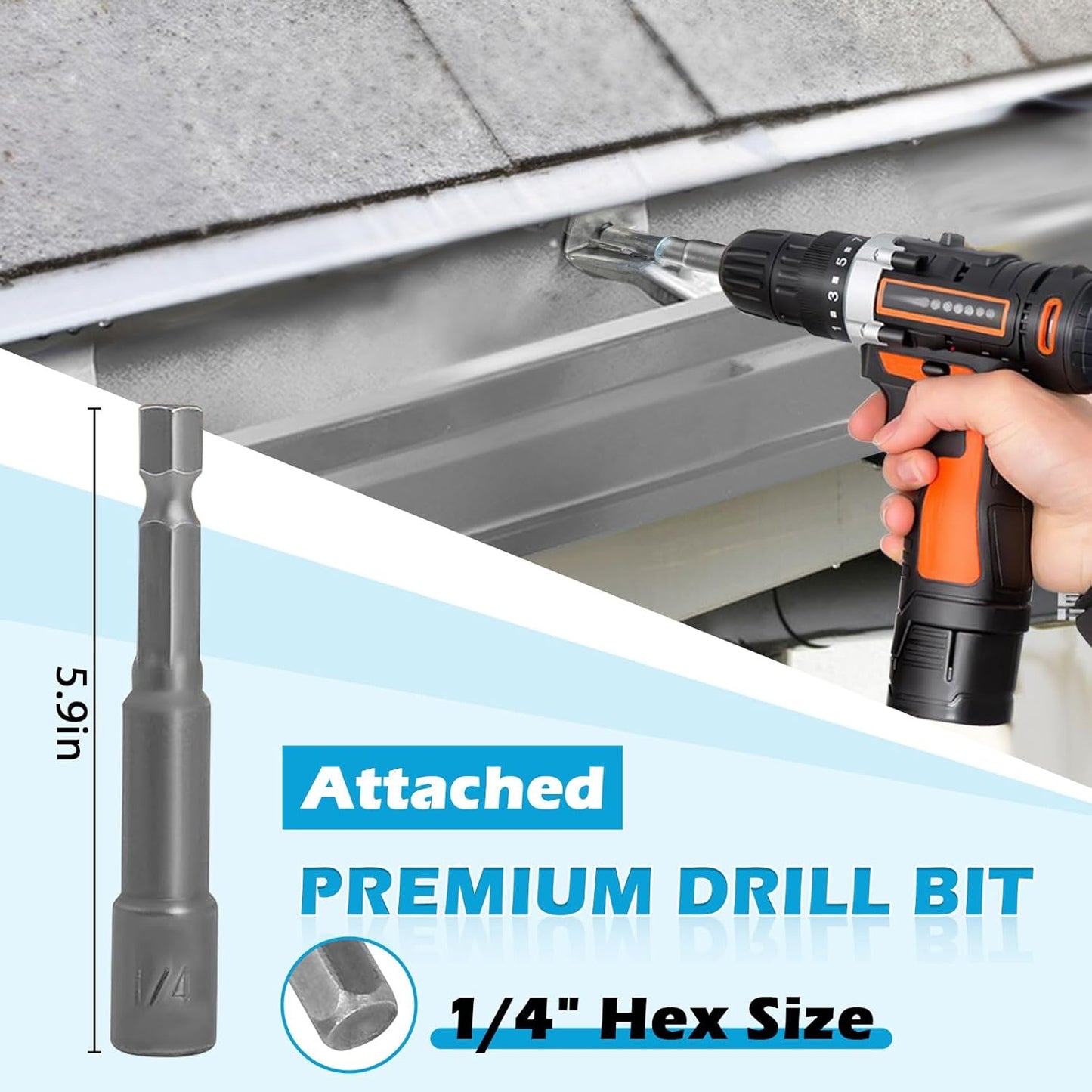 25 Pack Gutter Hangers, 5 Inch Gutter Guard with Speed Screw and Clip, Hidden Rain Gutter Bracket Support, Includes a Drill Bit