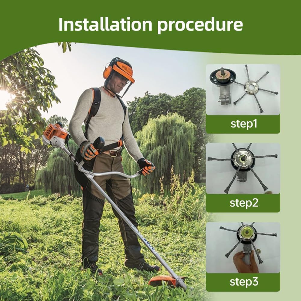 Universal Steel Wire Weedeater Head, Universal Wire Trimmer Head, Steel Wire Trimmer Head, Universals Steels Wires Grass Trimmer Heads, for Weed Eater, Grass Removal Tool (2, 6 Blades)