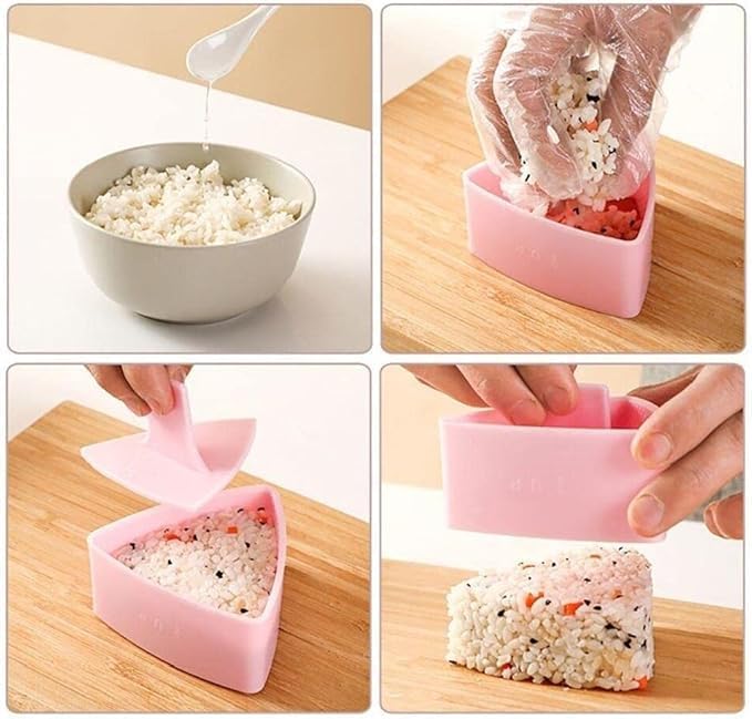 3Pcs Onigiri Triangle Rice Ball Maker, Plastic Triangle Rice Ball Mold Musubi Maker Press, Non Stick Making Machine Sushi Press, Sushi Press Mold with Triangular Shape for Home DIY