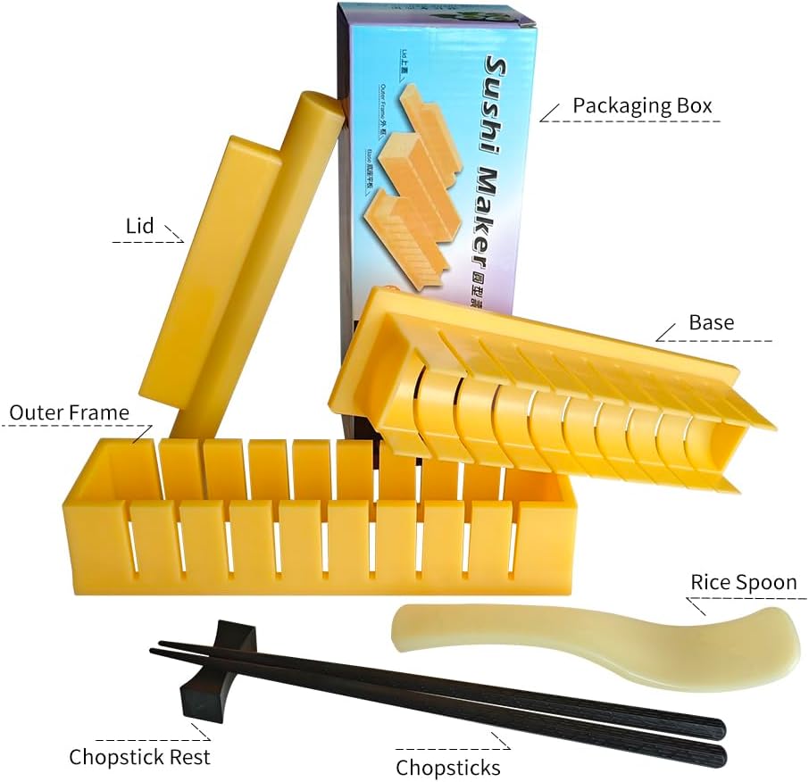 Sushi Maker, DIY Mold Set - Easy Sushi Making Kit, with Chopsticks and Chopstick Rest (Round Shaped)