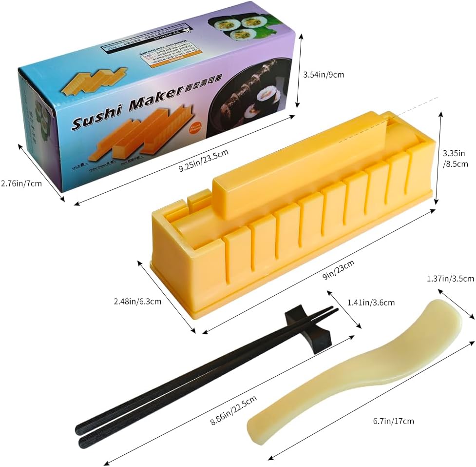 Sushi Maker, DIY Mold Set - Easy Sushi Making Kit, with Chopsticks and Chopstick Rest (Round Shaped)