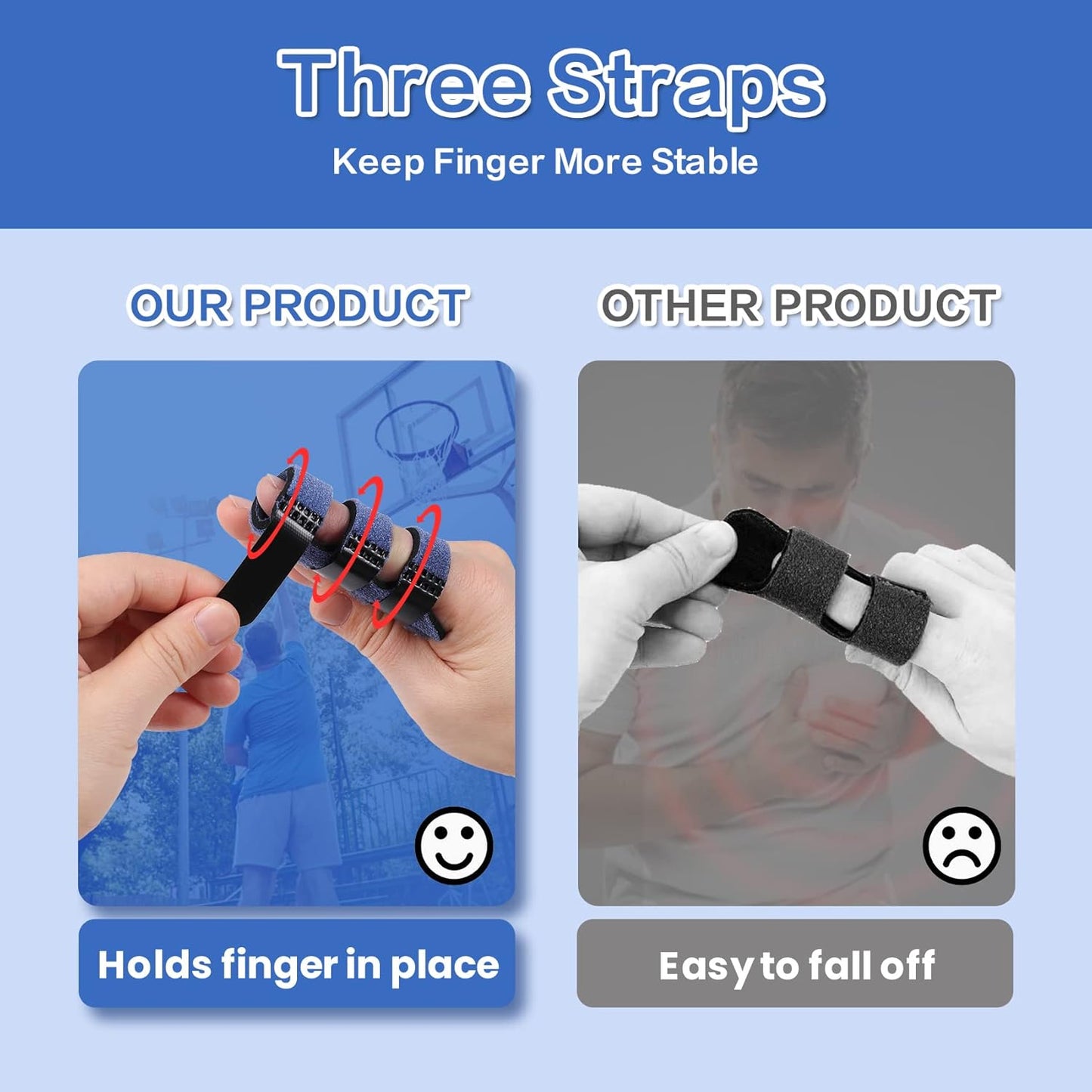 Trigger Finger Splint, Finger Splints for Straightening & Trigger Finger & Broken Finger,Finger Brace Fits Index Finger - Middle Finger - Ring Finger (Blue-4pcs, One Size)