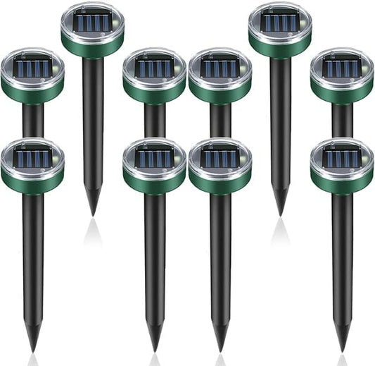 Mole Repellent 10 Packs, Outdoor Solar-Powered Animal Repellent, Waterproof Mole Killer Traps for Garden, Yard, Lawn,Effectively Repels Groundhog Snake Vole