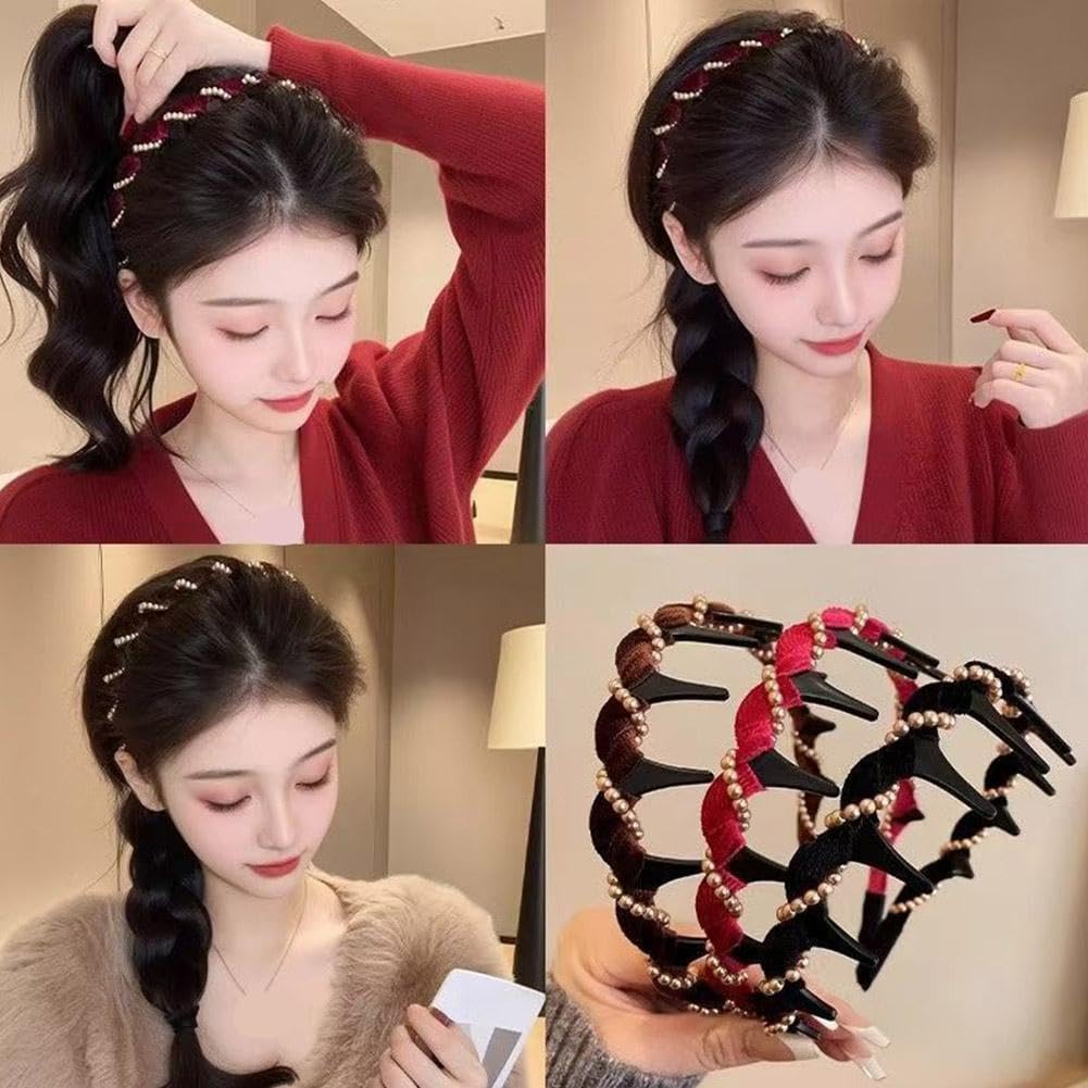 High Cranium Headband, 2025 New Elegant Non Slip Pearl Headbands, Vintage High Cranium Artificial Pearl Hairband, Bridal Hair Hoop Party Wedding Hair Accessories for Women