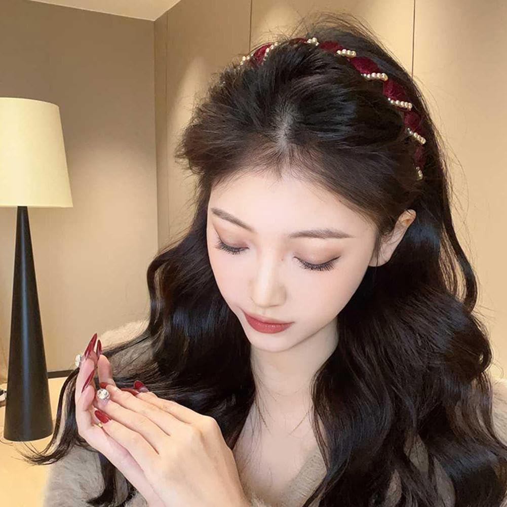 High Cranium Headband, 2025 New Elegant Non Slip Pearl Headbands, Vintage High Cranium Artificial Pearl Hairband, Bridal Hair Hoop Party Wedding Hair Accessories for Women