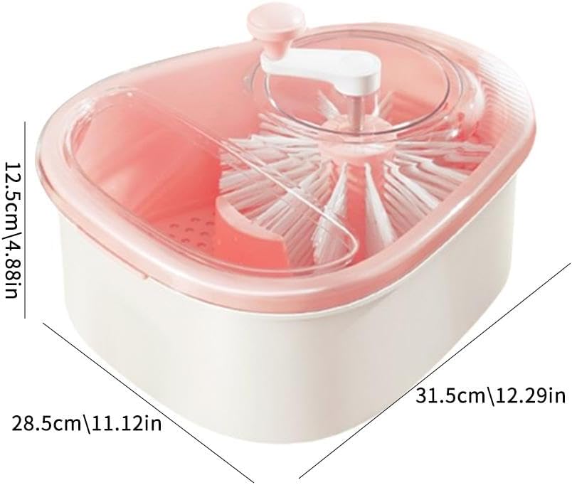 Fruit Cleaner Spinner - Fruit Washer Spinner Bowl with Lid, Large Capacity Fruit Washer Spinner with Brush, Multifunctional Fruit and Vegetable Cleaner Device for Home Kitchen (Blue)