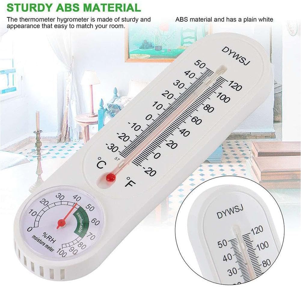 Indoor Outdoor Thermometer Wall Thermometer,Thermometer Hygrometer Humidity Monitor Temperature Humidity Gauge Meter with Celsius/Fahrenheit (℃/℉) for Patio Garden(White)
