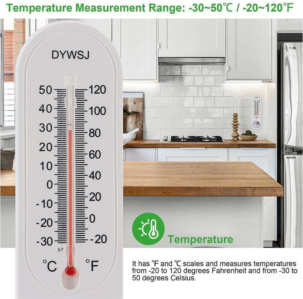 Indoor Outdoor Thermometer Wall Thermometer,Thermometer Hygrometer Humidity Monitor Temperature Humidity Gauge Meter with Celsius/Fahrenheit (℃/℉) for Patio Garden(White)