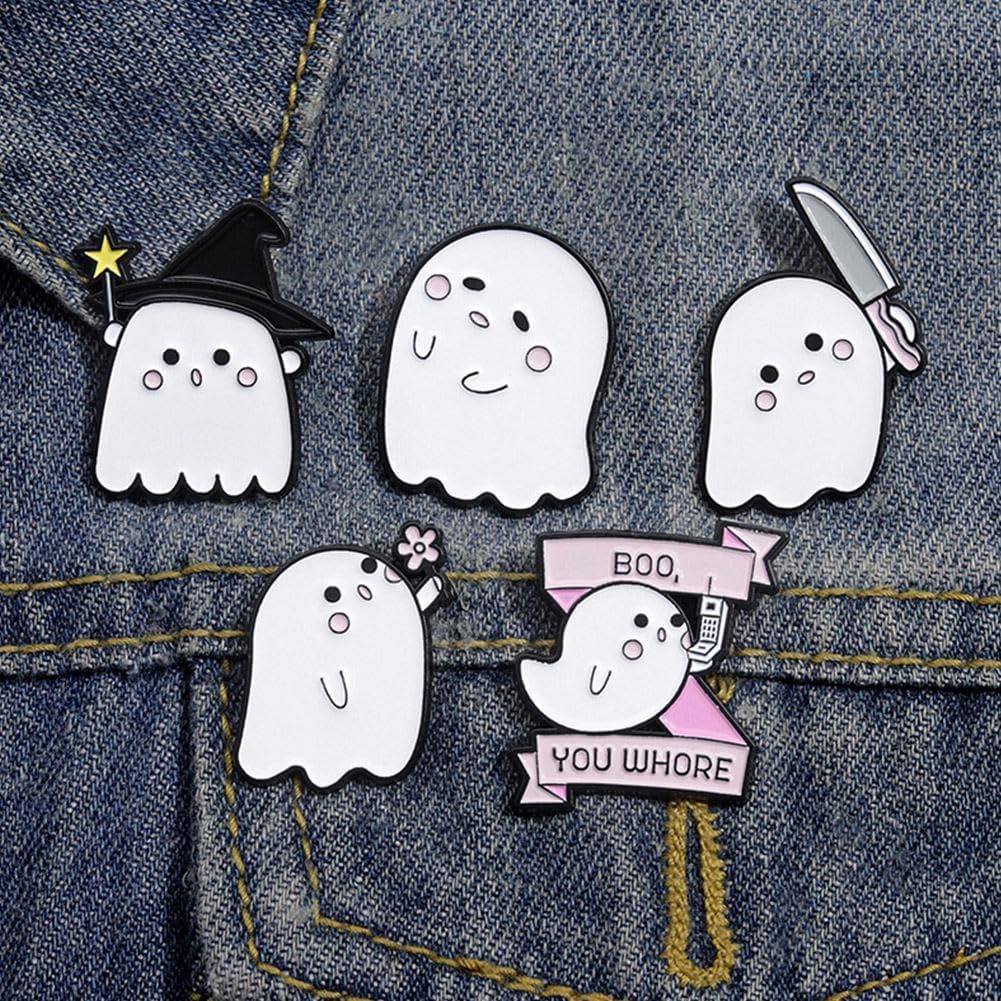 Ghost Halloween Pins Brooch,Cute Ghost Pins Halloween Cartoon Brooch Pins Gothic Lapel Badges for Women Men Jackets Backpack Clothes Decoration