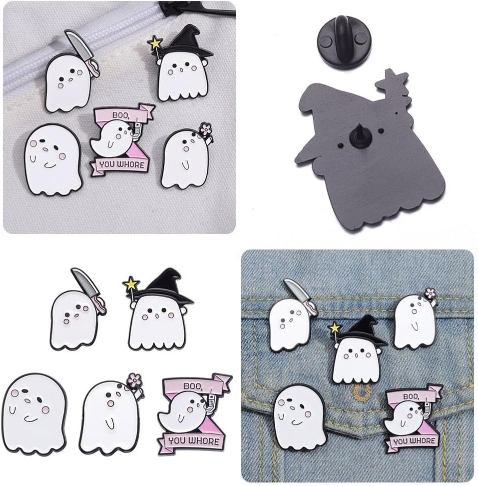 Ghost Halloween Pins Brooch,Cute Ghost Pins Halloween Cartoon Brooch Pins Gothic Lapel Badges for Women Men Jackets Backpack Clothes Decoration
