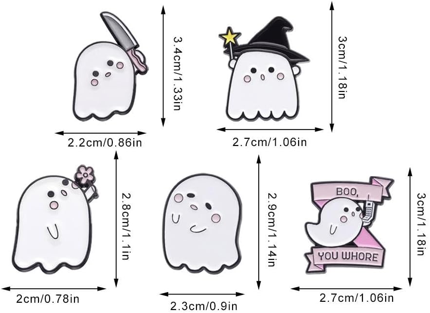 Ghost Halloween Pins Brooch,Cute Ghost Pins Halloween Cartoon Brooch Pins Gothic Lapel Badges for Women Men Jackets Backpack Clothes Decoration