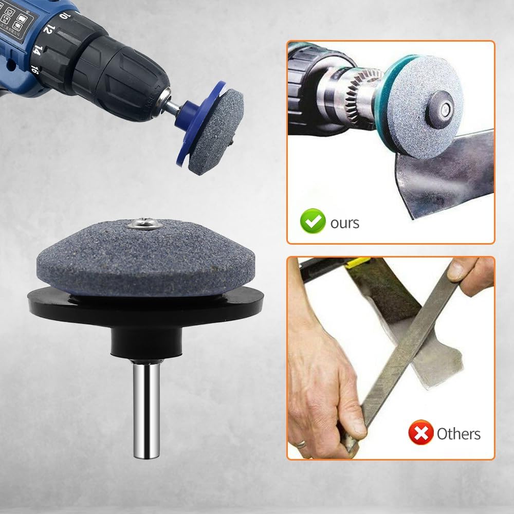 Lawn Mower Blade Sharpener, 3/4/5PCS Lawn Mower Blade Sharpener Tool Kits, Universal Lawnmower Blade Sharpener for Any Hand Drill for Man Dad (Blue/3PC)