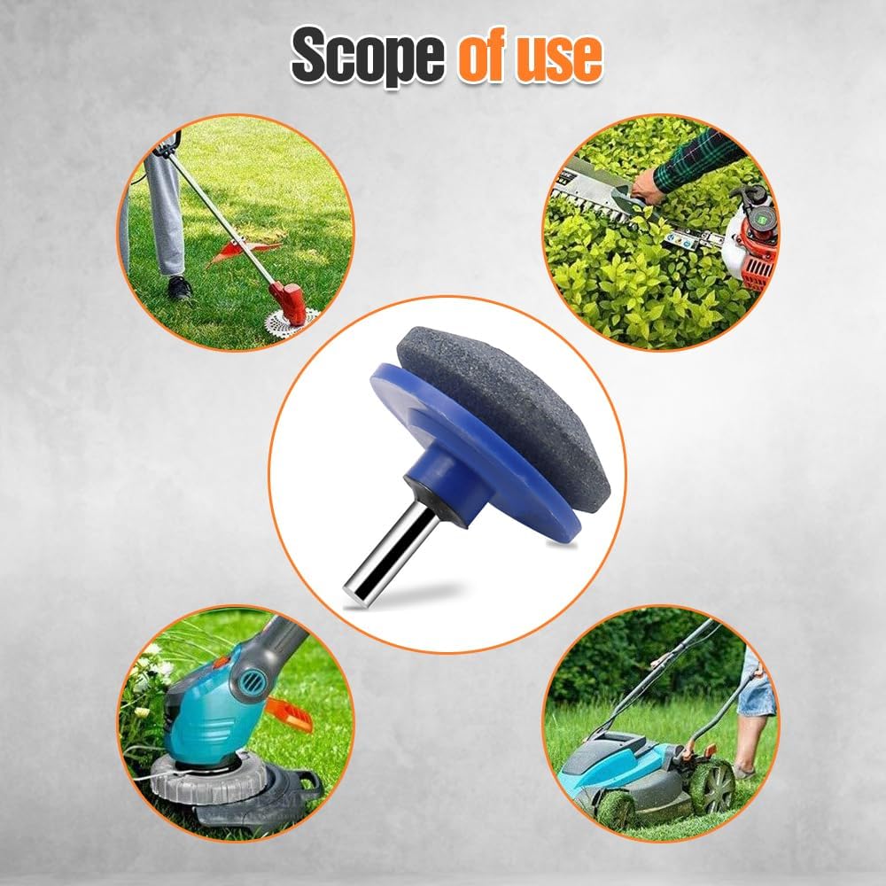 Lawn Mower Blade Sharpener, 3/4/5PCS Lawn Mower Blade Sharpener Tool Kits, Universal Lawnmower Blade Sharpener for Any Hand Drill for Man Dad (Blue/3PC)