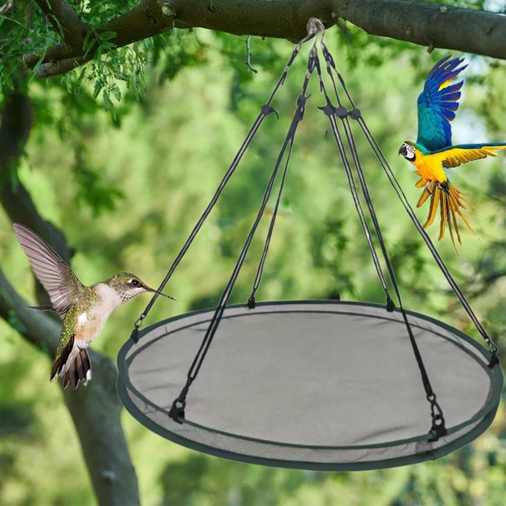 Bird Seed Catcher Tray for Hanging Bird Feeder, Large Outdoor Platform Tray with Adjustable Hanging Hoop, Deep Birdseed Holder for Hummingbird and Bee Feeders in Garden, Lawn, Backyard (L)