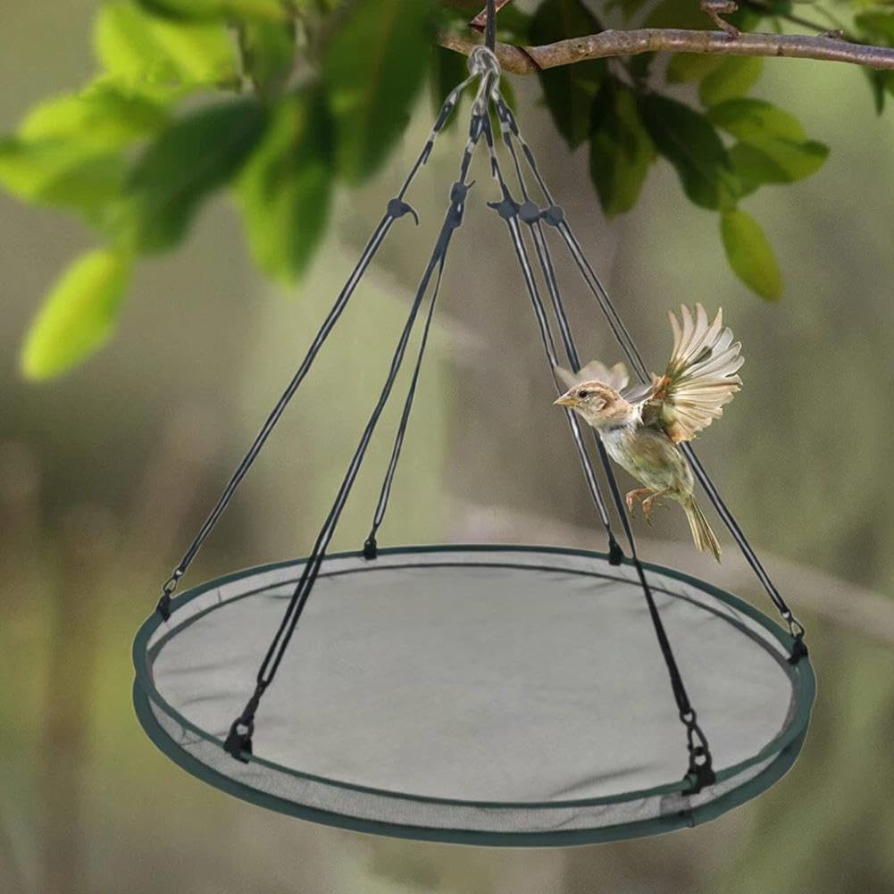 Bird Seed Catcher Tray for Hanging Bird Feeder, Large Outdoor Platform Tray with Adjustable Hanging Hoop, Deep Birdseed Holder for Hummingbird and Bee Feeders in Garden, Lawn, Backyard (L)