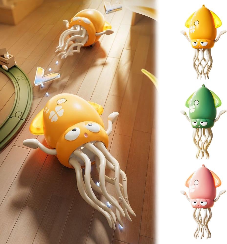 Magic Dancing Octopus Toy, Electric Dancing Octopus Baby Toy, Automatic Evasion Octopus Toy with Led Light and Music, Electronic Early Development Toys Birthday Gifts (Gray)