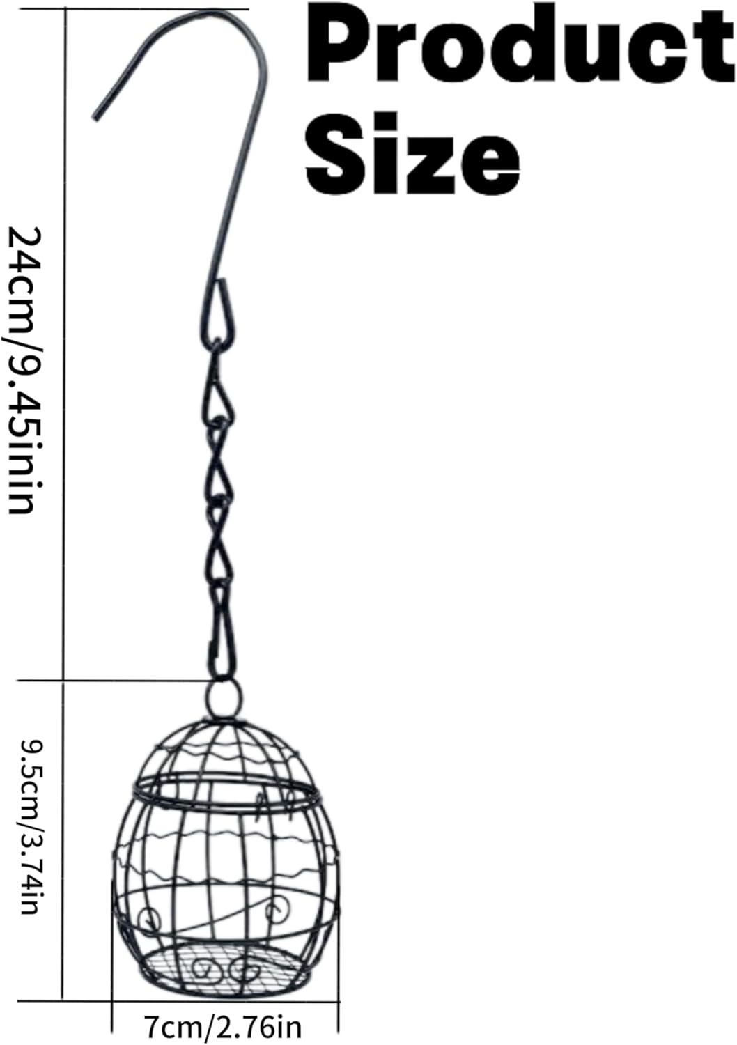 Outdoor Bird Nesting Ball,Metal Hanging Bird Cage,Outdoor Grid Bird Feeder,Garden Patio Nesting Ball,Design for Bird Lover Gifts,Bird Watching Gifts,Garden Ornament (Black, Large)