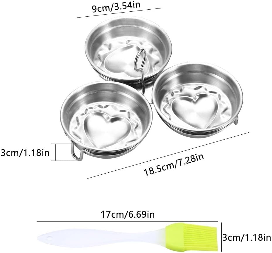 Steel Egg Poacher, Poached Egg Cooker, 3-Cup Poached Egg Cooker, Nonstick Egg Poacher Cups, Egg Poaching Pan with Rack and Handle for Microwave Oven Stovetop