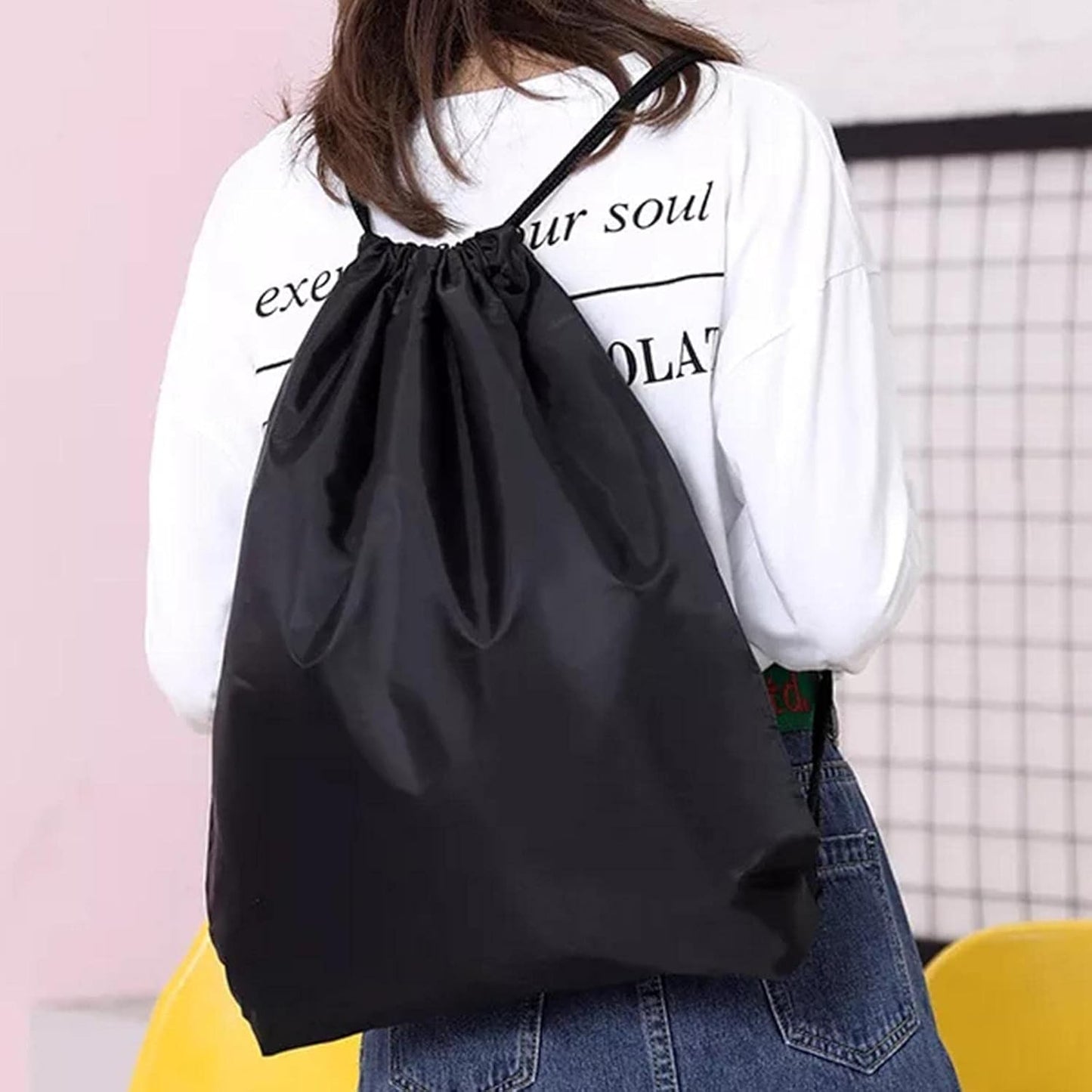 Drawstring Backpack Sports Gym Bag for Women Men,Folding Sport Backpack Drawstring Bag for Home Travel Storage Use
