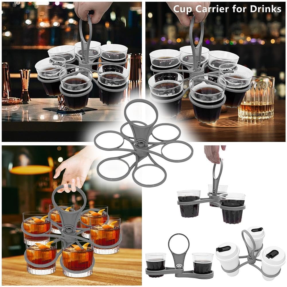 Rotating Cup Holder Fold Away Cup Carrier,Portable Drink Carrier for Big Cups,Reusable Drink Delivery Carrier with Handle for Festival Sports