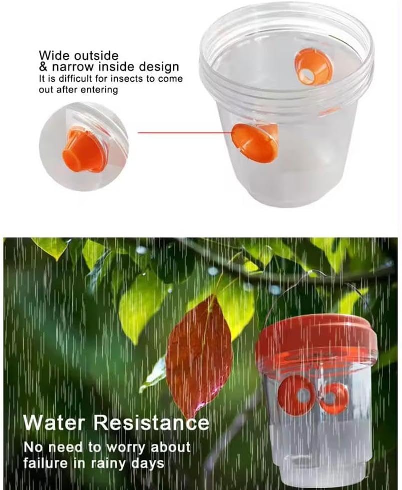 Solar Wasp Trap Outdoor Hanging,Solar Powered Bee Trap Reusable Fly Traps Outdoor Hanging Wasp Killer for Indoor Outdoor Patio Garden Home(Orange)