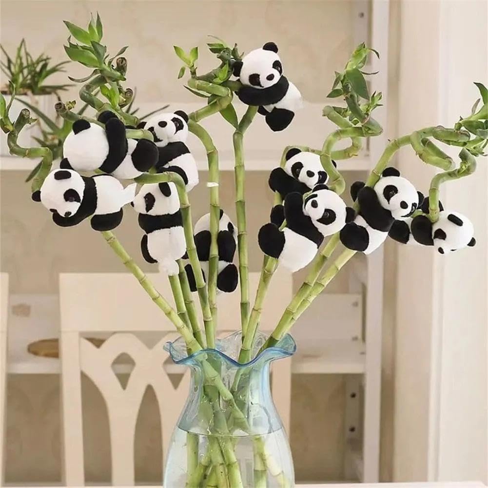 Mini Panda Figurines,Cute Panda Bamboo Toys Panda Cake Decoration,Panda Clips Curtain Holder,Home Decoration Plant Pots Bonsai Craft Decor,Chinese Style Souvenir