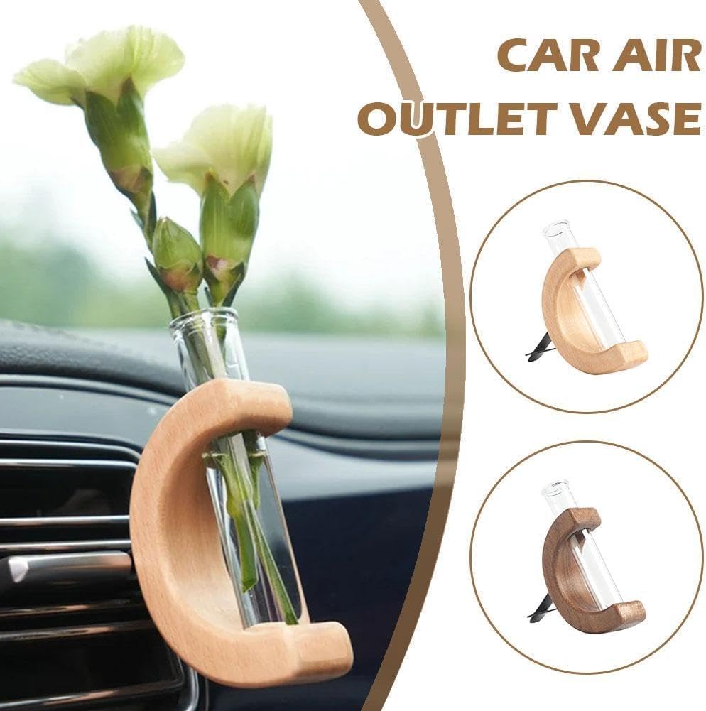 Car Vase Vent Clip, Car Vent Propagation, Mini Car Flower Vase Vent Clip, for air Ornament Auto Charm Interior Wooden O8M3 Vent