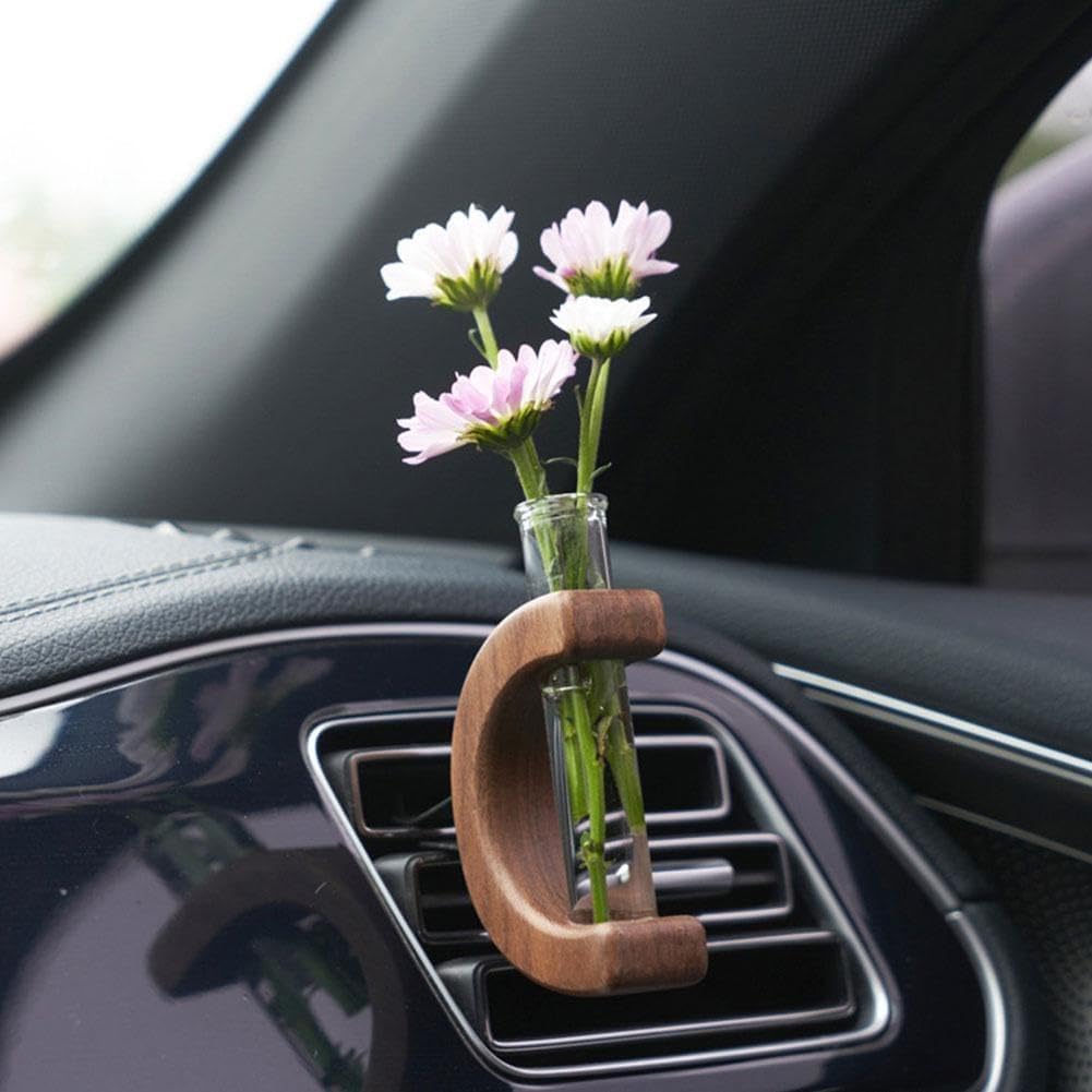 Car Vase Vent Clip, Car Vent Propagation, Mini Car Flower Vase Vent Clip, for air Ornament Auto Charm Interior Wooden O8M3 Vent