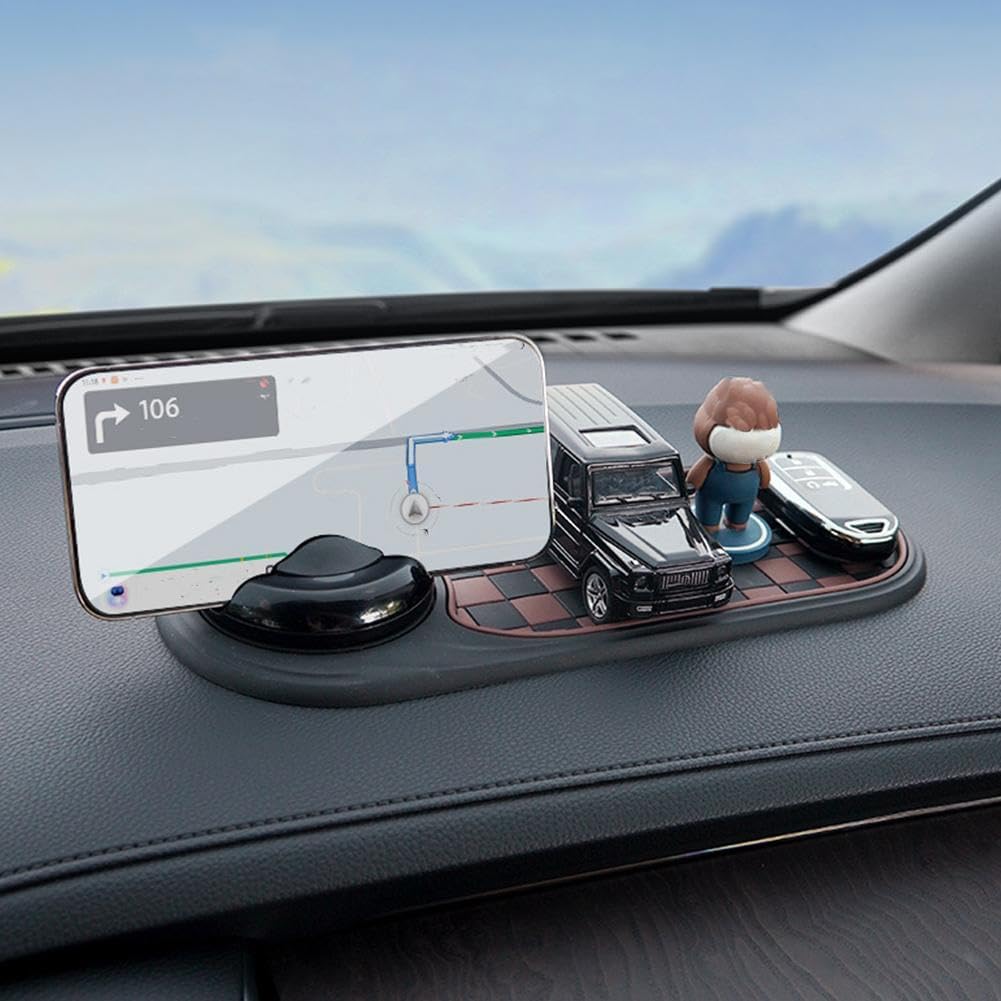 Multifunction Car Anti-Slip Mat Auto Universal Phone Holder, Rotatable Anti Skid Car Dashboard Pad with Temporary Parking Numbe and Large Pad for Phones Sunglasses Keys Gadgets