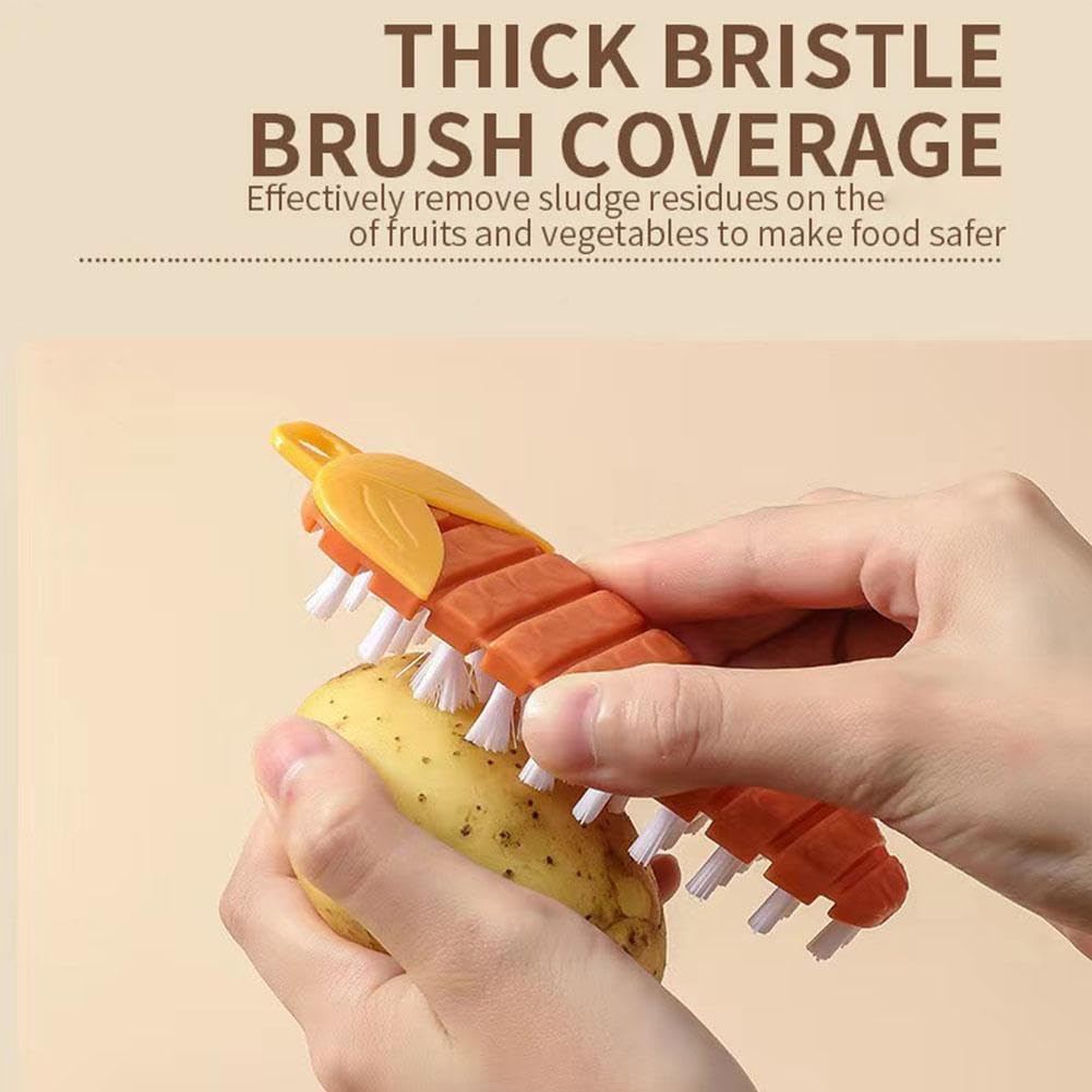 Vegetable Brush,Potato Brush Cleaning Brush,Multiple Fruit Vegetable Cleaning Brush,Vegetable Brush Scrubber for All Kinds Fruits Vegetables (Orange)