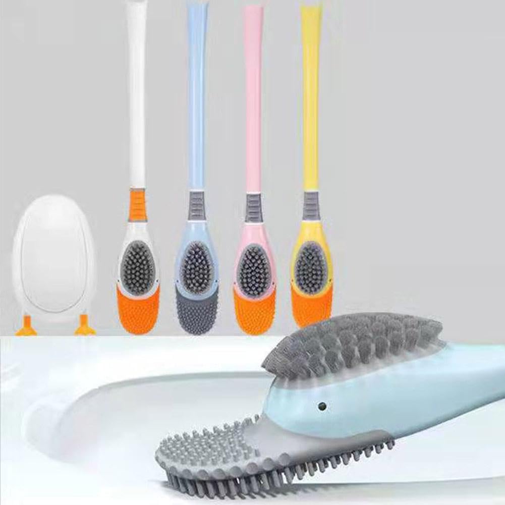Diving Duck Toilet Brush,Soft Silicone Flex Toilet Brush and Holder,Cartoon Duck Deep Cleaning Bathroom Brush Toilet Accessory,Creative Wall-Mounted Silicone Toilet Cleaner Brush