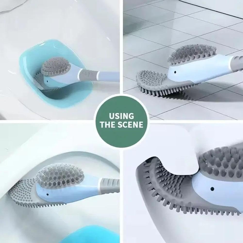 Diving Duck Toilet Brush,Soft Silicone Flex Toilet Brush and Holder,Cartoon Duck Deep Cleaning Bathroom Brush Toilet Accessory,Creative Wall-Mounted Silicone Toilet Cleaner Brush