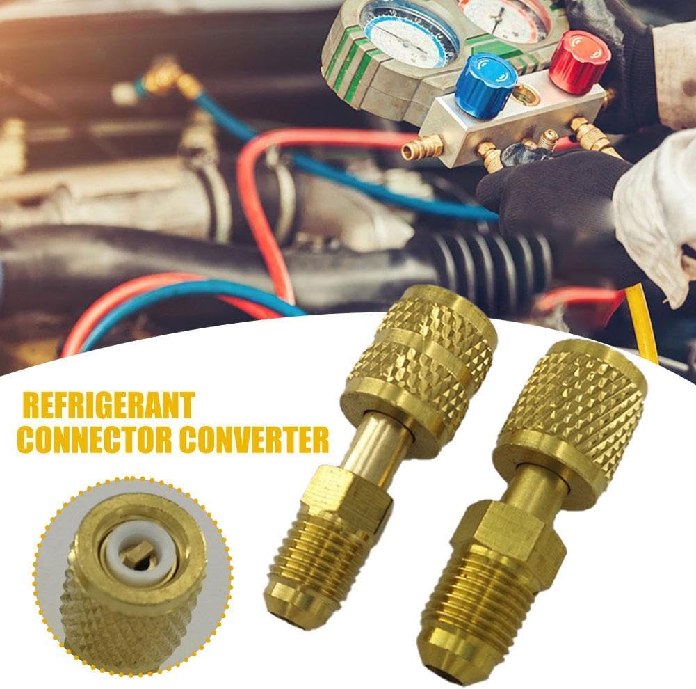 R410 R32 R22 Brass Adapter, Reverse Thread Fitting for R410/R32/R22 Mini Split Systems, Vacuum Pump & Gauge Hose Connector, Easy to Install Durability