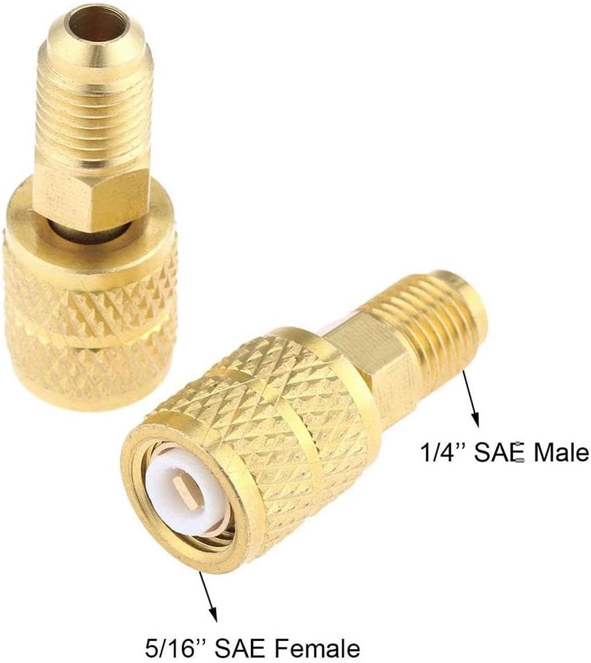 R410 R32 R22 Brass Adapter, Reverse Thread Fitting for R410/R32/R22 Mini Split Systems, Vacuum Pump & Gauge Hose Connector, Easy to Install Durability