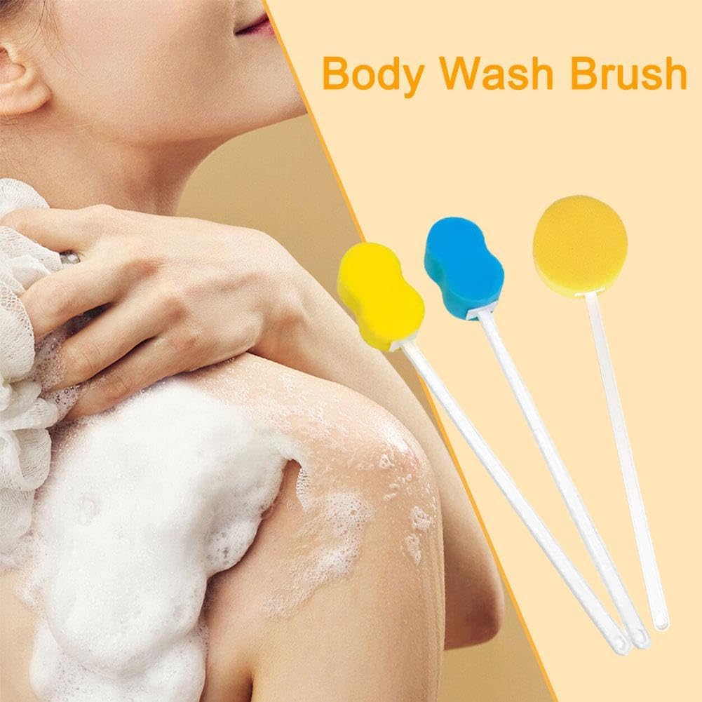 Long Handle Bath Sponge,Handled Back Sponge for Shower,Lightweight Back Washer Handled Butt Scrubber Shower Brush for Foot Body Cleaning Bathing Limited Motion