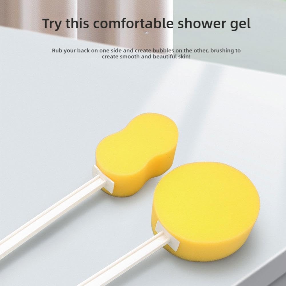 Long Handle Bath Sponge,Handled Back Sponge for Shower,Lightweight Back Washer Handled Butt Scrubber Shower Brush for Foot Body Cleaning Bathing Limited Motion