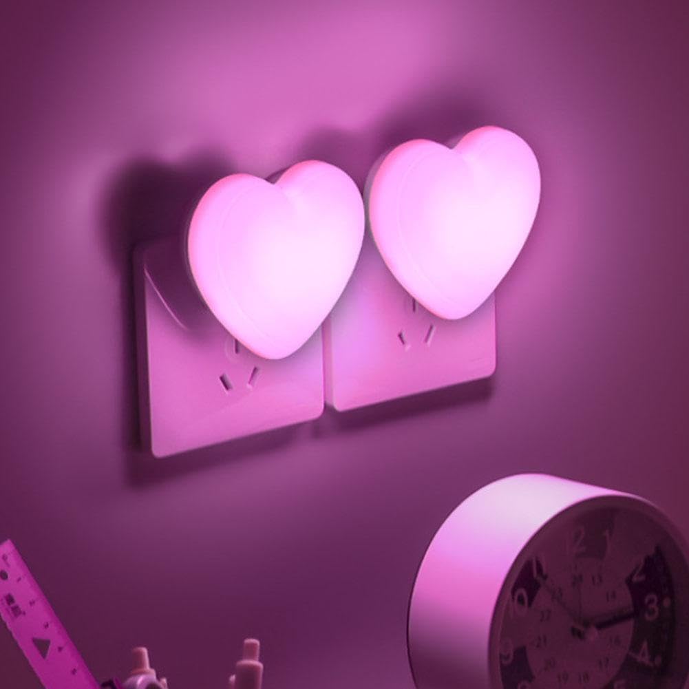 Love Heart Night Lights Plug into Wall - Heart Shape Nursery Nightlight with Light Sensors, Cute Soft LED Nightlight with Soft Warm Light for Bedroom, Nursery, Bathroom, Hallway (White)