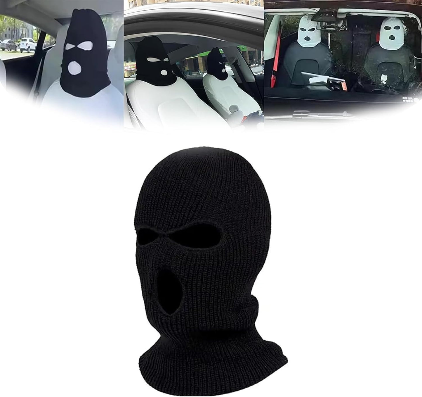 Car Headrest Cover, Funny Face Mask Auto Front Seat Head Rest Protector, Universal Ski Mask Wrap Protection,Spoof Face Car Decoration Interior Accessories for Most Cars,Trucks,SUV Models