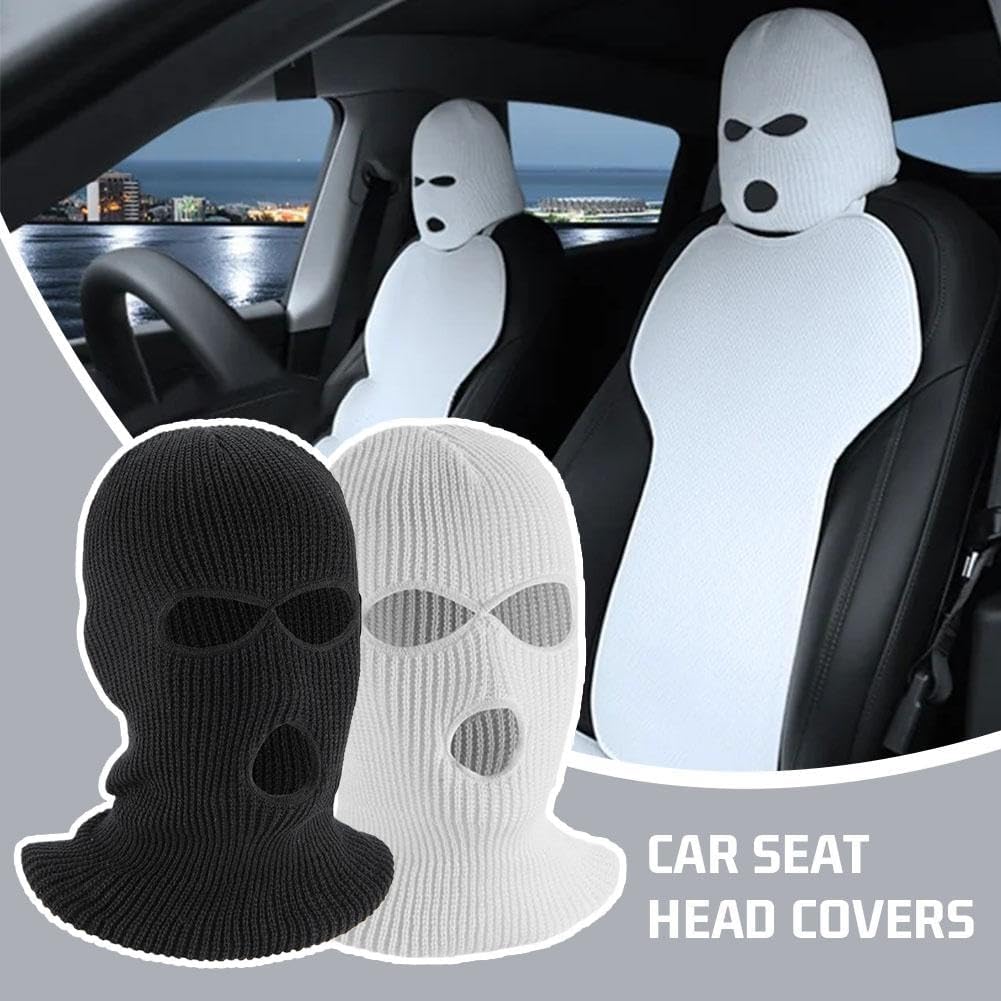 Car Headrest Cover, Funny Face Mask Auto Front Seat Head Rest Protector, Universal Ski Mask Wrap Protection,Spoof Face Car Decoration Interior Accessories for Most Cars,Trucks,SUV Models