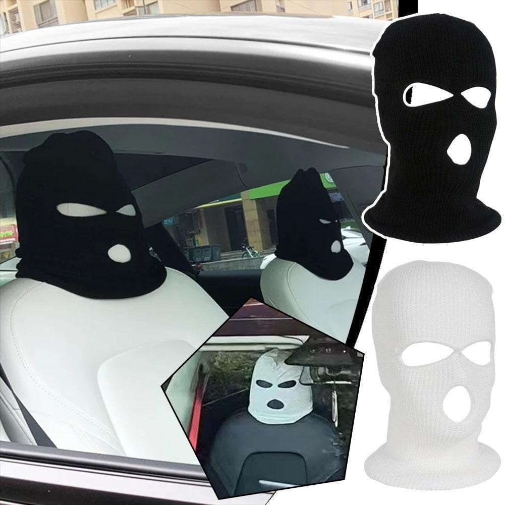 Car Headrest Cover, Funny Face Mask Auto Front Seat Head Rest Protector, Universal Ski Mask Wrap Protection,Spoof Face Car Decoration Interior Accessories for Most Cars,Trucks,SUV Models