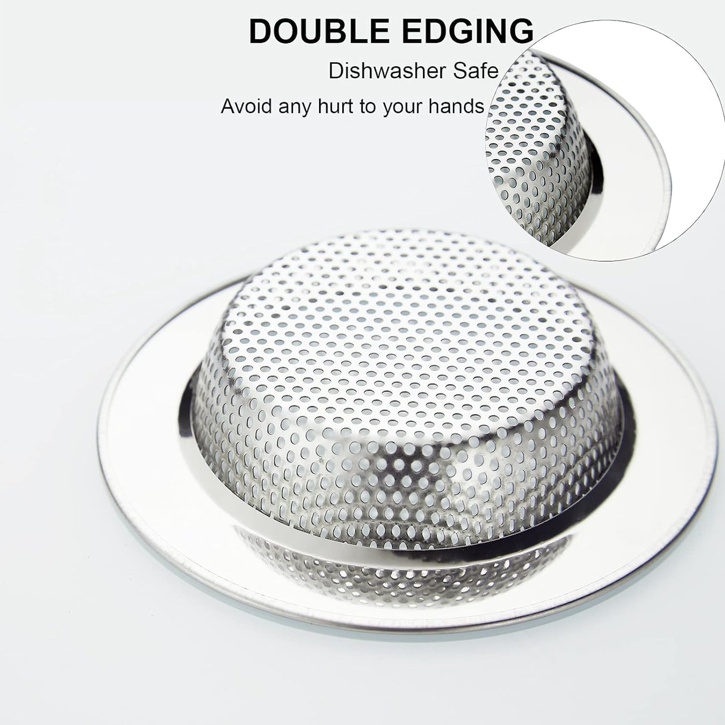 Kitchen Sink Strainer Stainless Steel,  Kitchen Sink Drain Strainer, Sink Strainers for Kitchen Sinks with Large Wide Rim 4.5" Diameter (2 Pack)