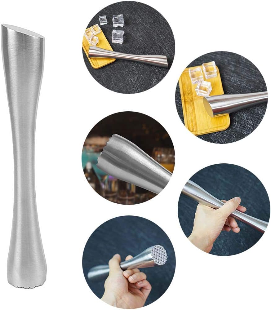 Stainless Steel Cocktail Muddler 8" Professional Old Fashioned & Mojitos Drink Muddler Ideal Bartender Tool