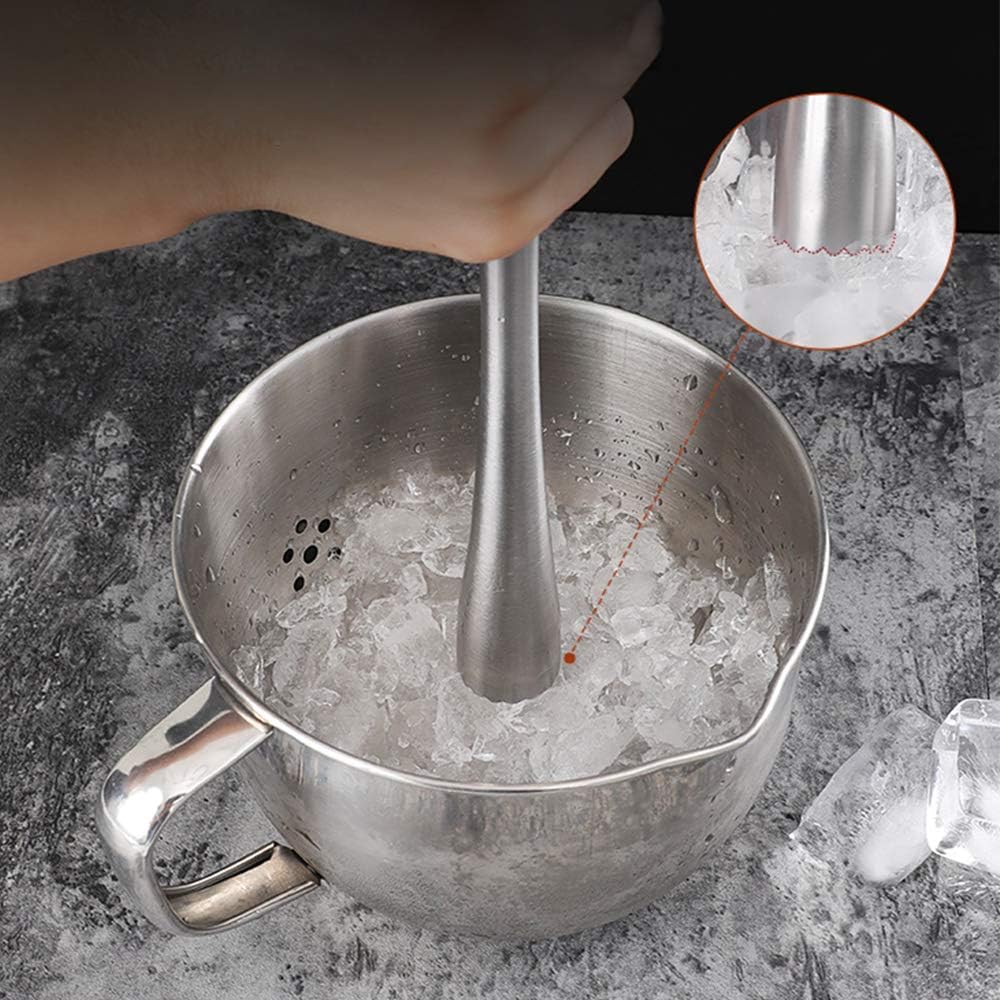 Stainless Steel Cocktail Muddler 8" Professional Old Fashioned & Mojitos Drink Muddler Ideal Bartender Tool