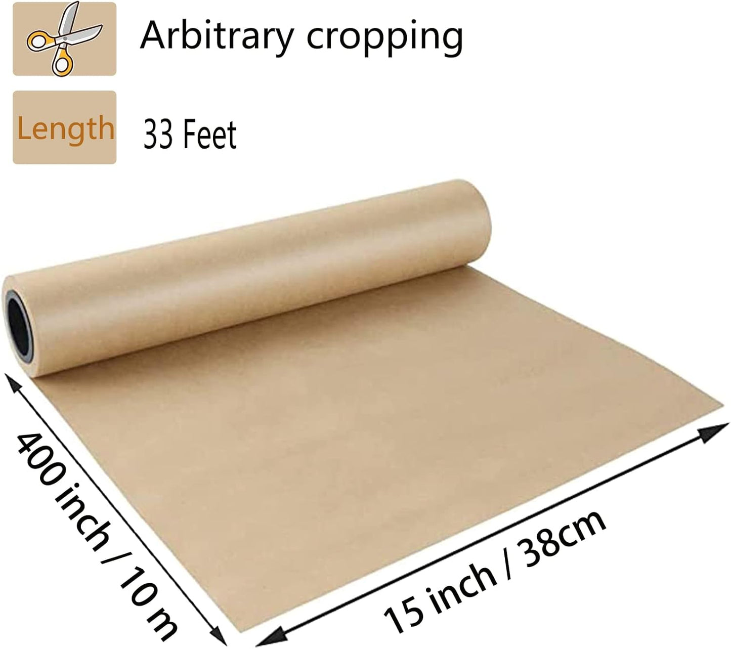 Brown Kraft Paper Roll - 15" x 33'(400") Brown Wrapping Paper for Packing Moving Small Craft Paper Roll for Gift Wrapping, Art