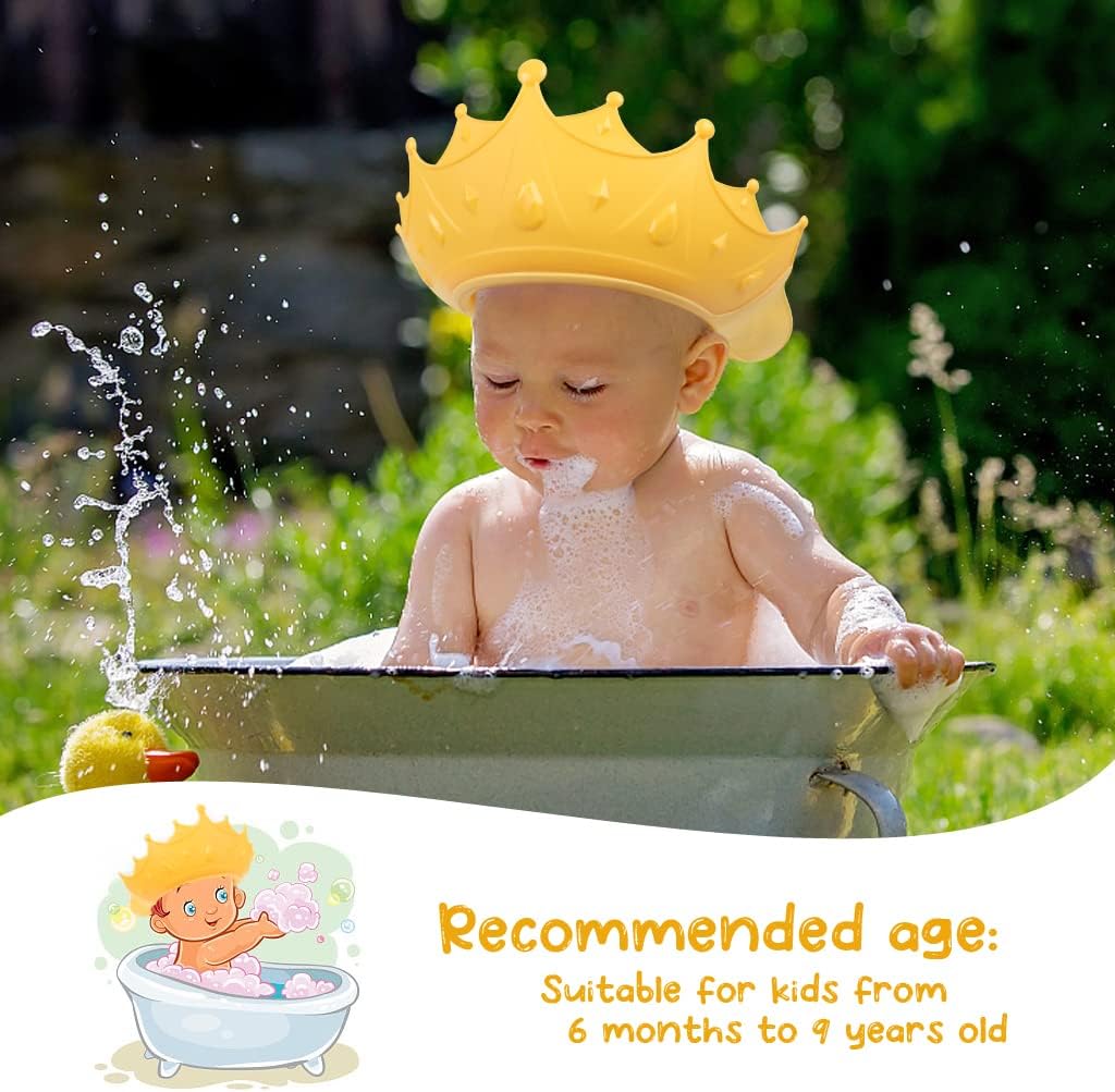 2PCS Baby Shower Cap for Kids,  Adjustable Baby Hair Washing Shield Toddler Visor Hat for Eyes and Ears Protection Shampoo Cap for 0-9 Years Old Children