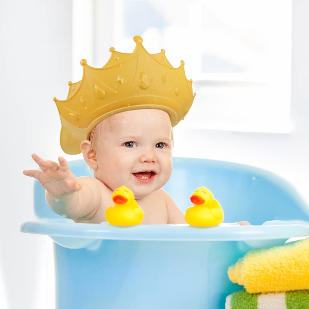 2PCS Baby Shower Cap for Kids,  Adjustable Baby Hair Washing Shield Toddler Visor Hat for Eyes and Ears Protection Shampoo Cap for 0-9 Years Old Children