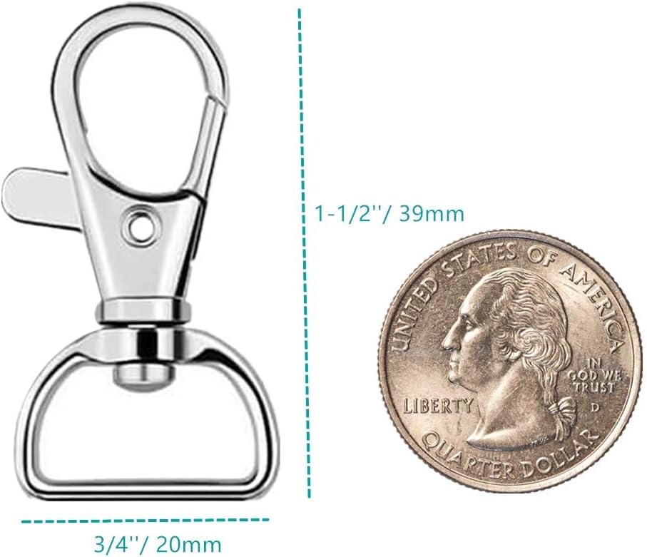 40PCS Swivel Snap Hooks, Premium Lanyard Snap Hook for Lanyard and Sewing Projects (3/4” Inside Width)…
